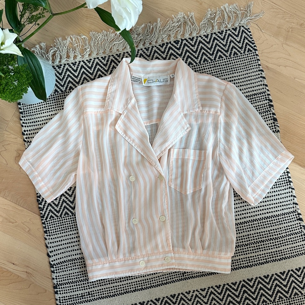Super Chic Shear Chaus Peach Striped Skirt Set - Picture 5 of 11